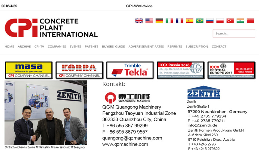 QGM Quangong مشینری نے Zenith Formen Production GmbH، Freistritz، Austria حاصل کر لیا